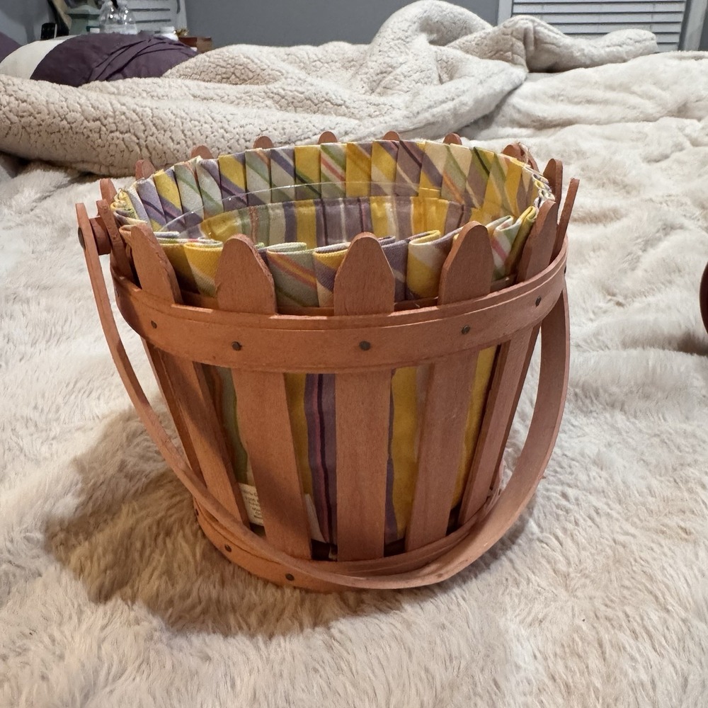 2006 Round Picket Pail Longaberger Easter Basket Set Signed